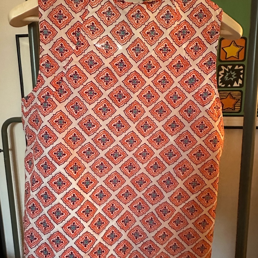 LOFT Sleeveless Top with Red and White Pattern - Picture 4 of 7